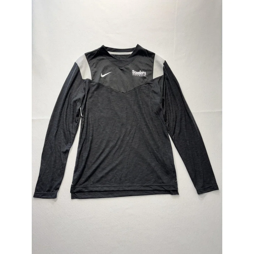 Pittsburgh Steelers Shirt Mens Medium Gray NFL Football Nike Dri Fit Long Sleeve